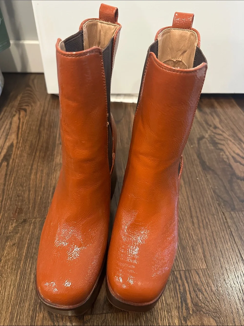 Circus by Sam Edelman Glossy Orange Platform Chelsea Boots